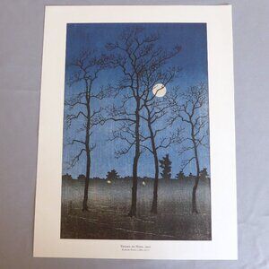 NEW 12” X 15.5” JAPANESE WOODBLOCK UNFRAMED PRINT KAWASE HASUI TREES NIGHT TIME